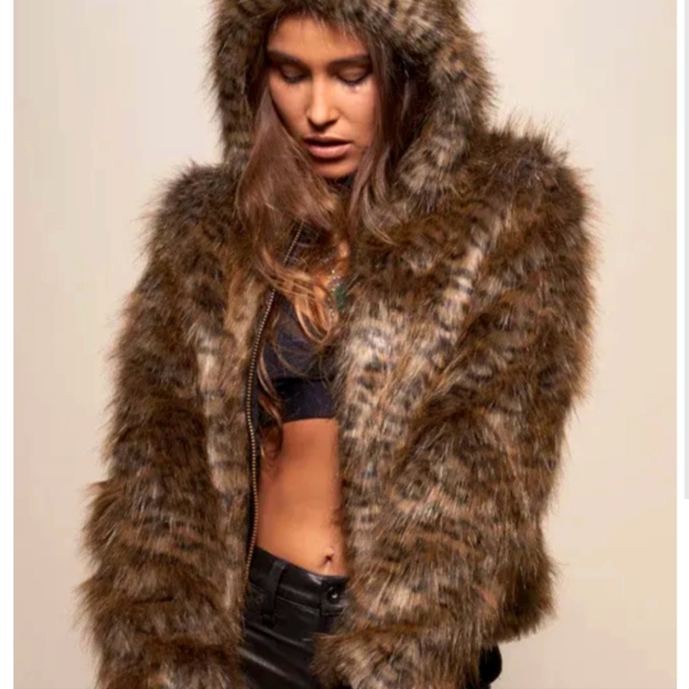 SpiritHoods Faux Fur Hooded Bomber Jacket